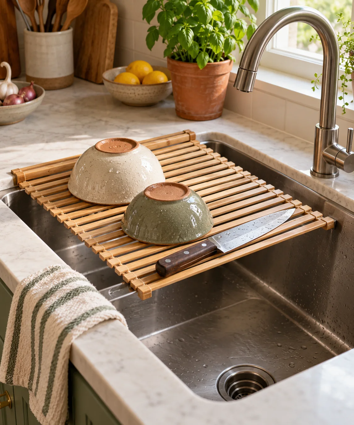 AI-generated editorial image inspired by small kitchen organization