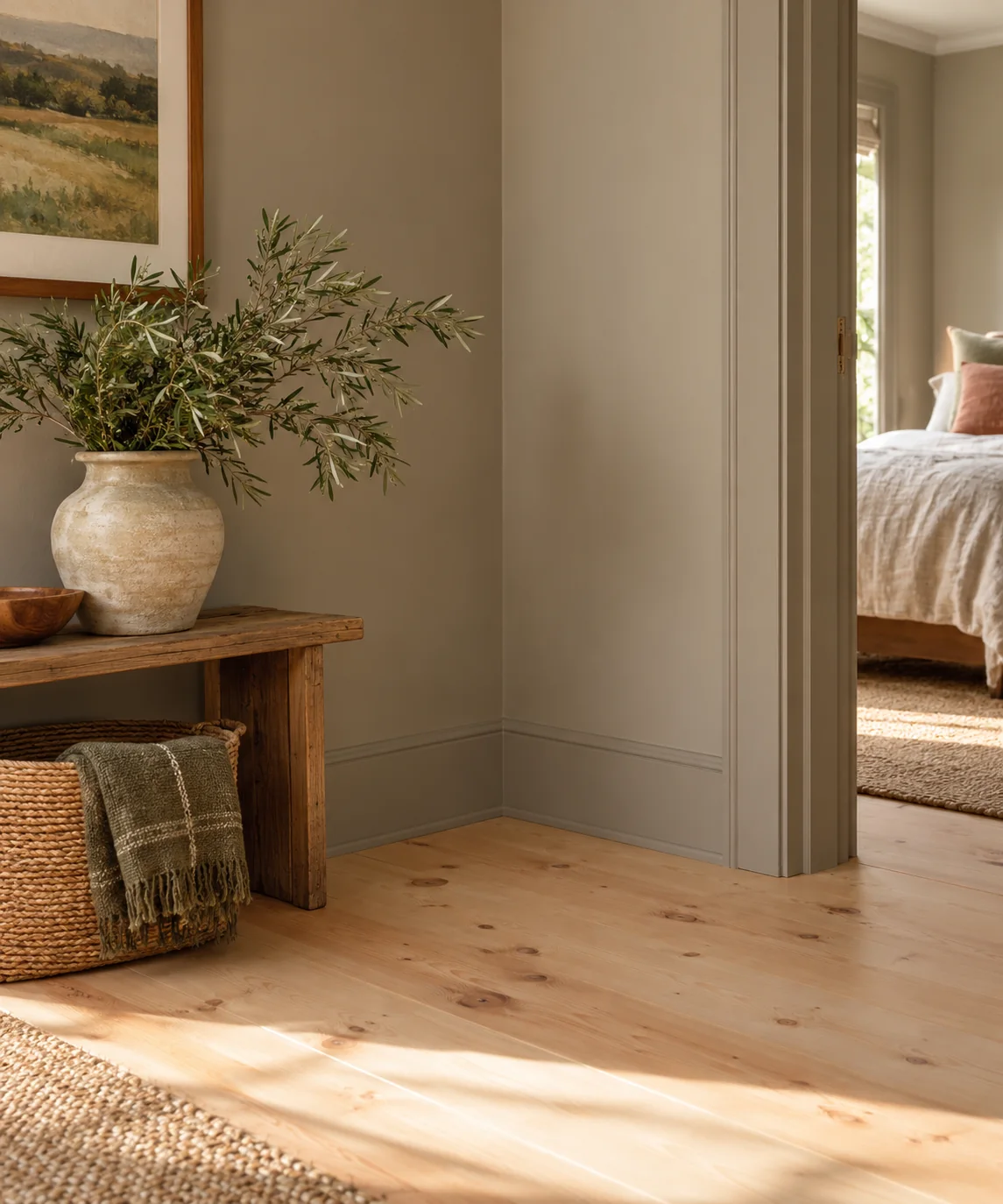 AI-generated editorial image inspired by warm neutral living rooms