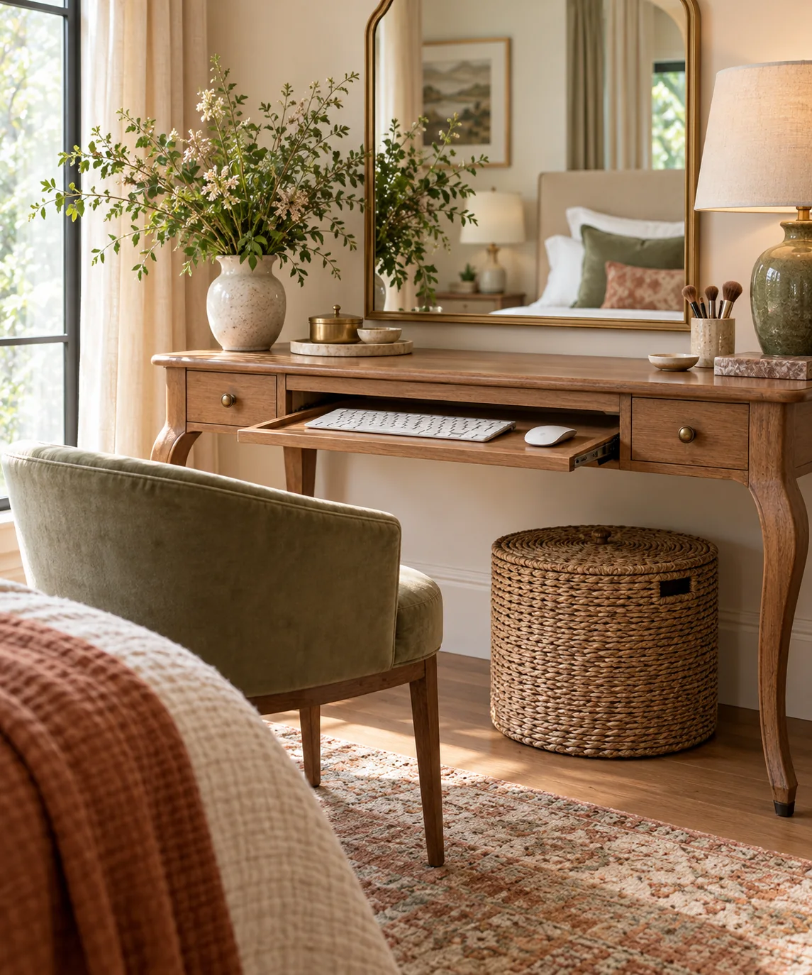 AI-generated editorial image inspired by compact home offices
