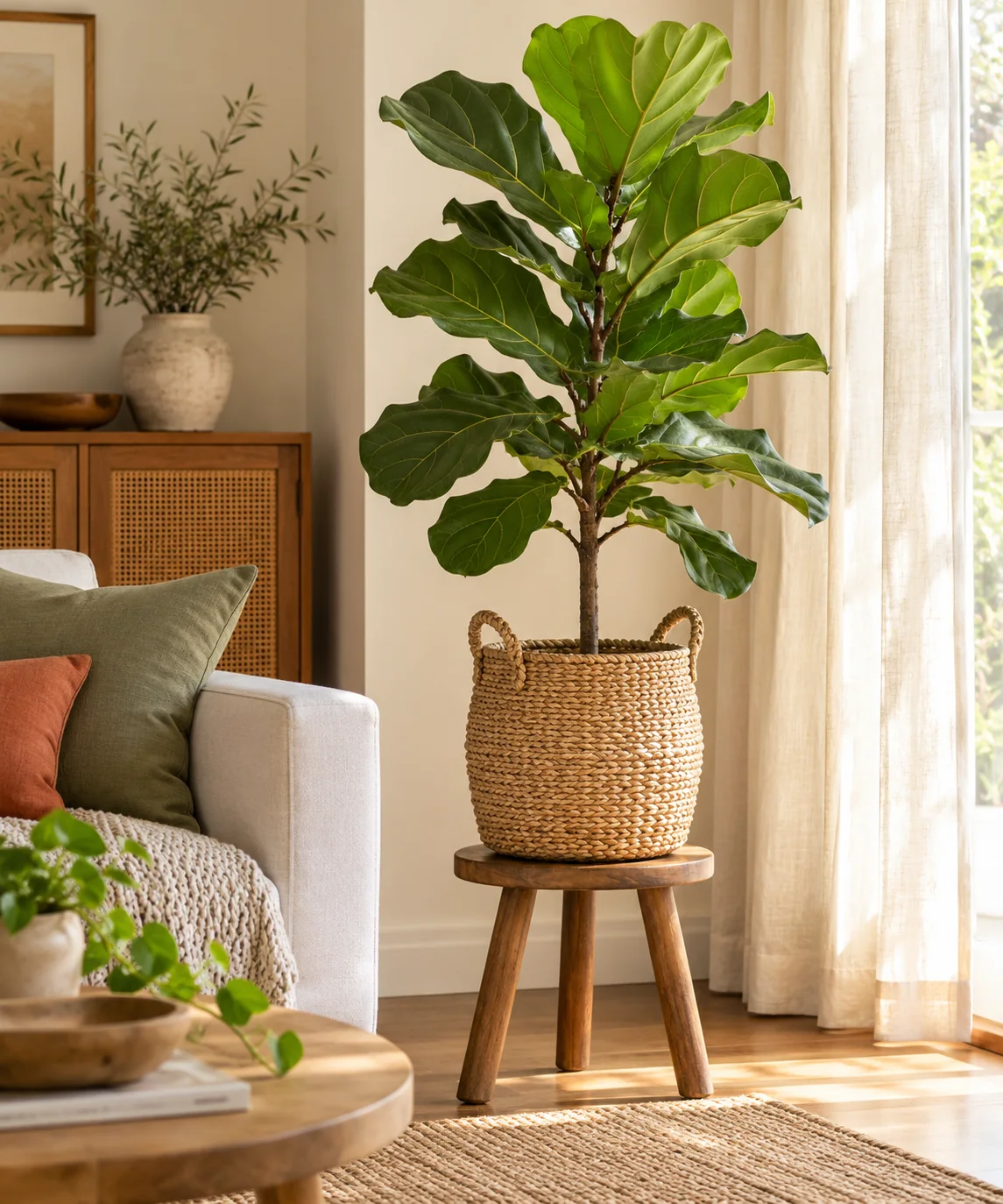 AI-generated editorial image inspired by warm neutral living rooms