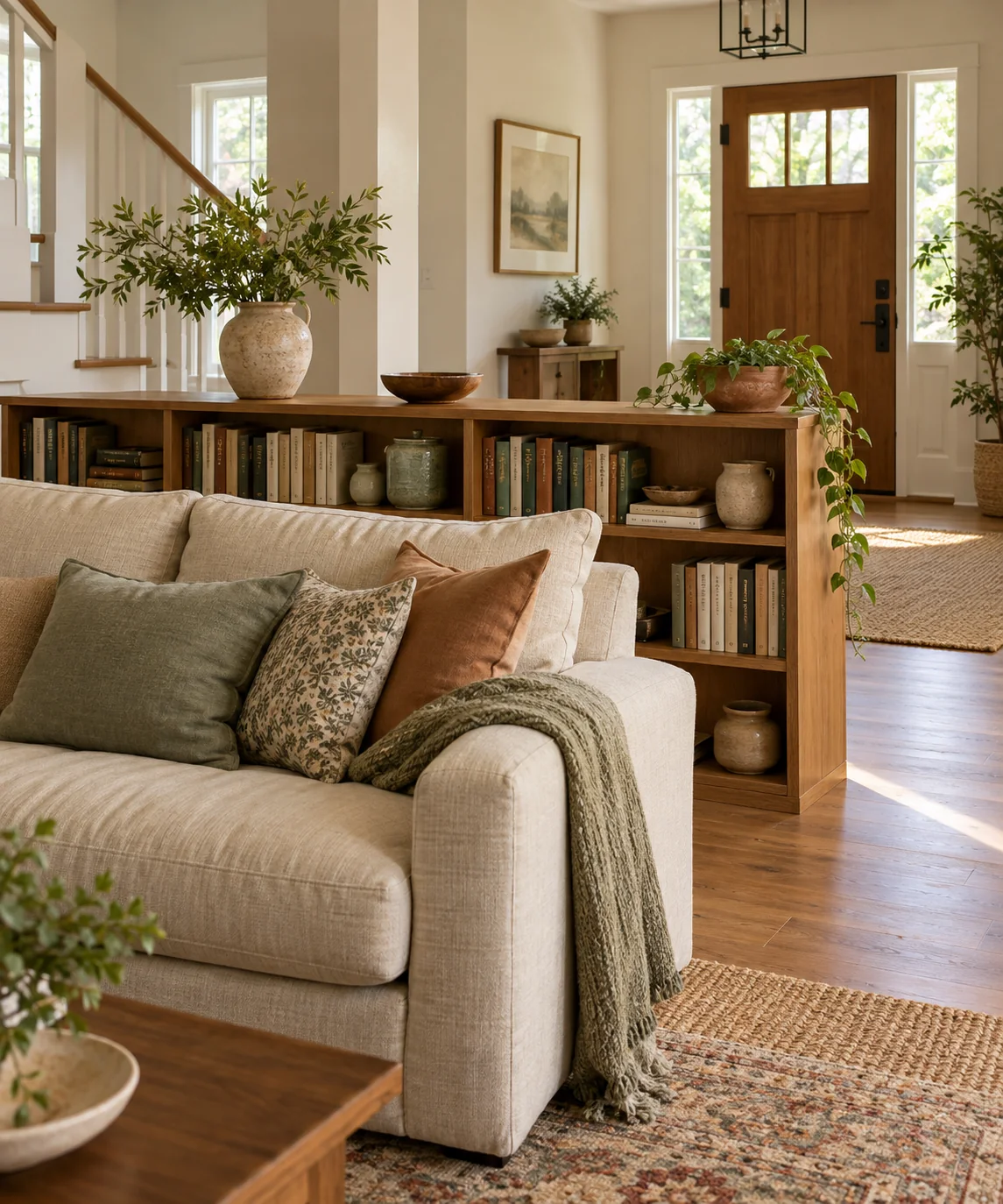 AI-generated editorial image inspired by warm neutral living rooms