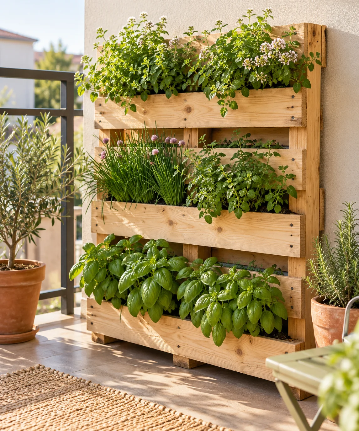AI-generated editorial image inspired by container vegetable gardens