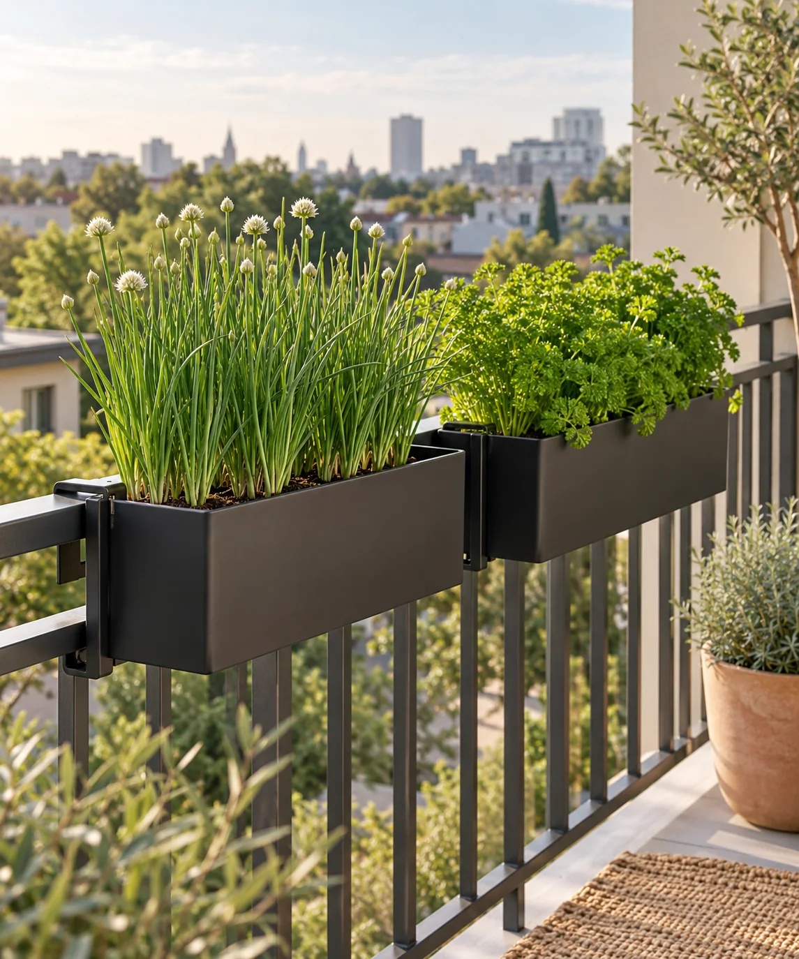AI-generated editorial image inspired by container vegetable gardens