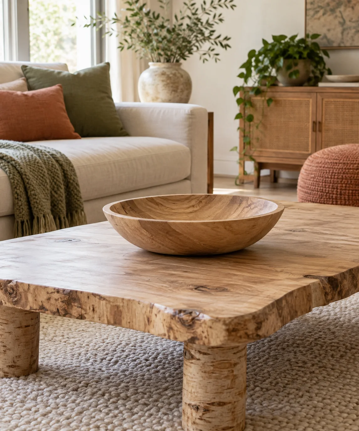 AI-generated editorial image inspired by warm neutral living rooms