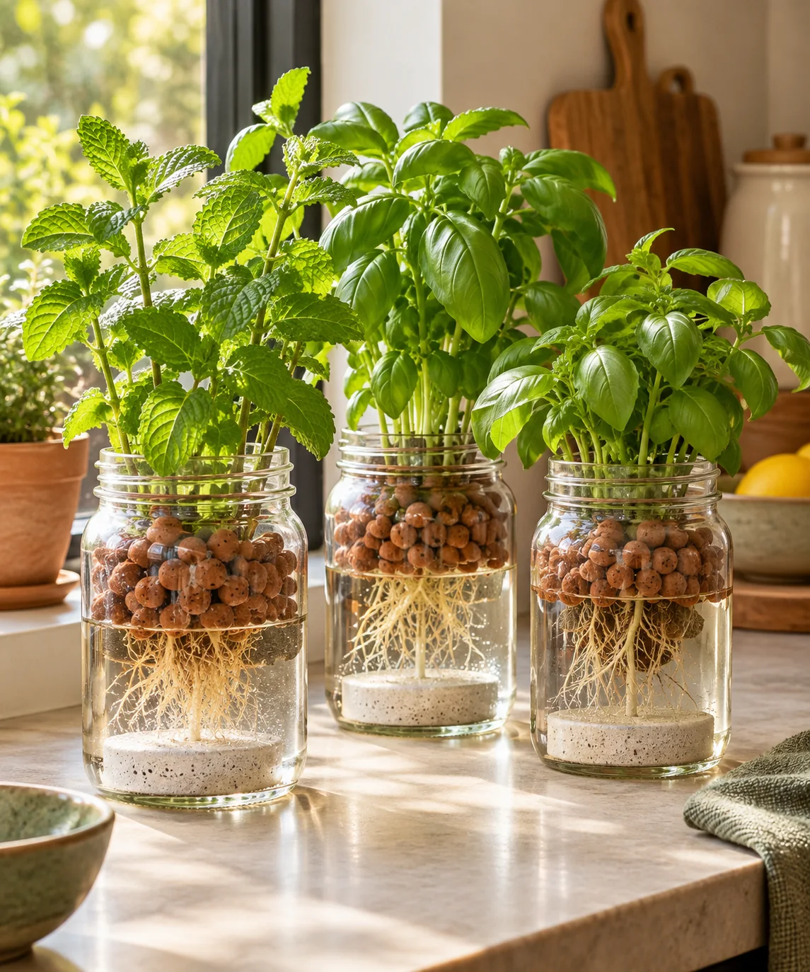 AI-generated editorial image inspired by kitchen herb gardens