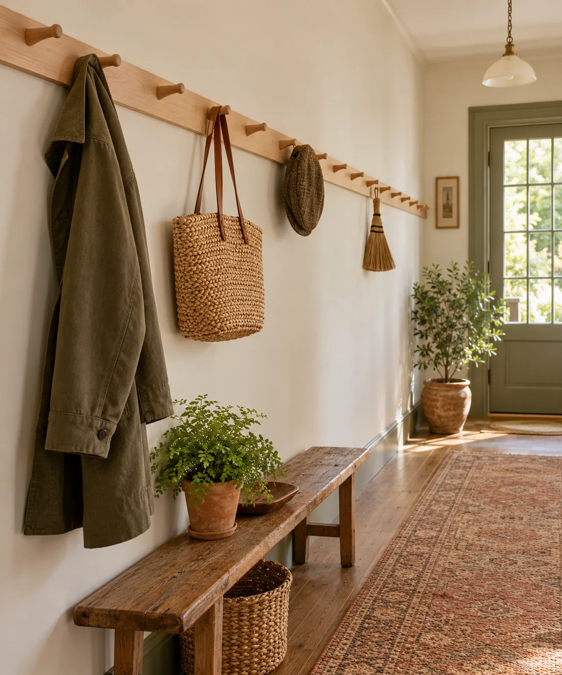 AI-generated editorial image inspired by entryway organization