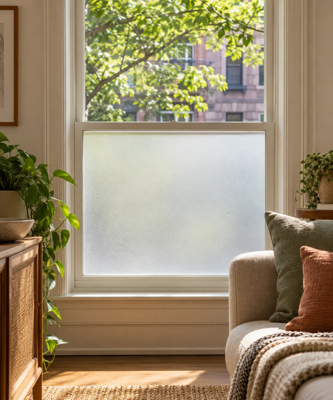 AI-generated editorial image inspired by rental-friendly decor