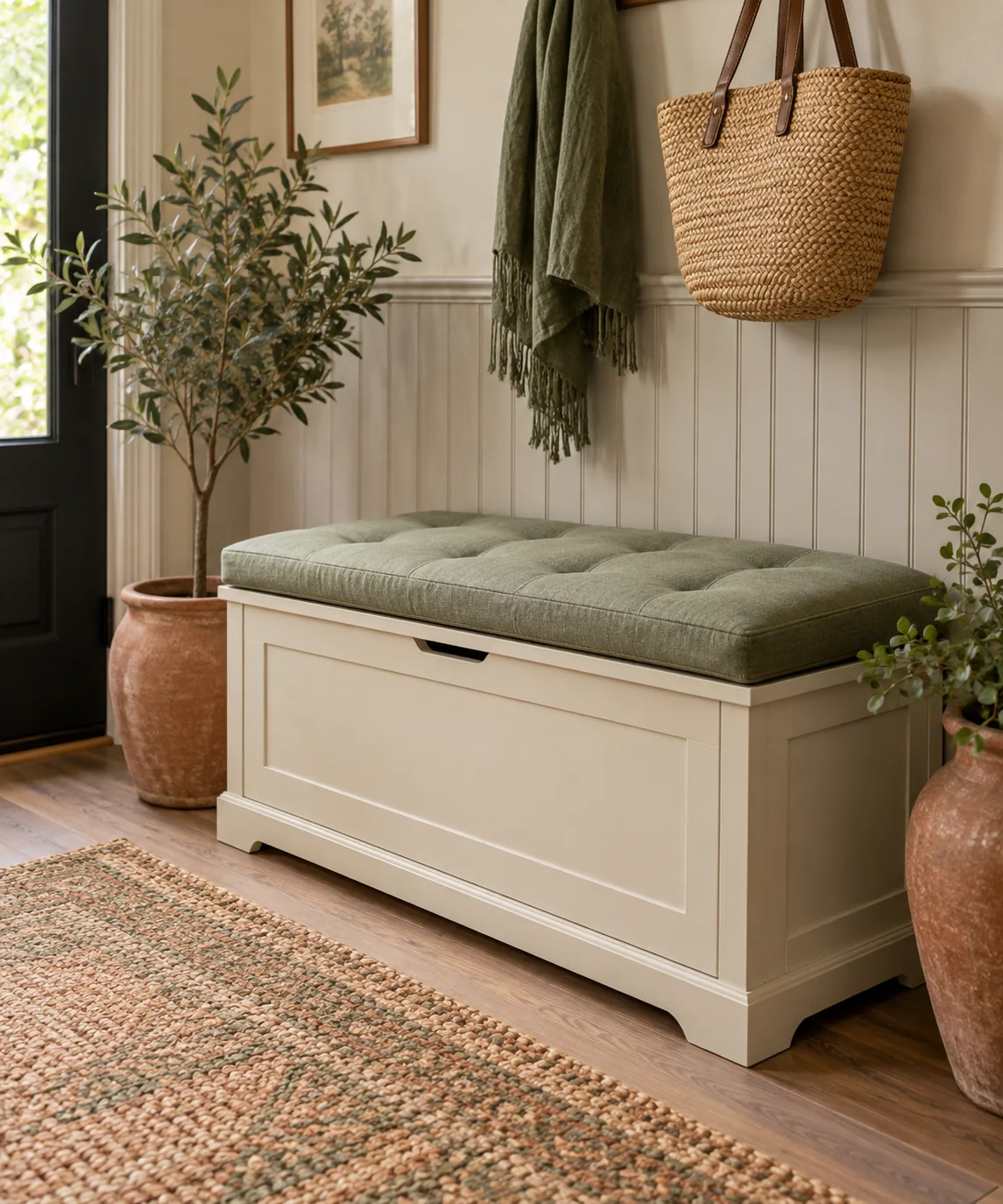 AI-generated editorial image inspired by sage and cream interiors