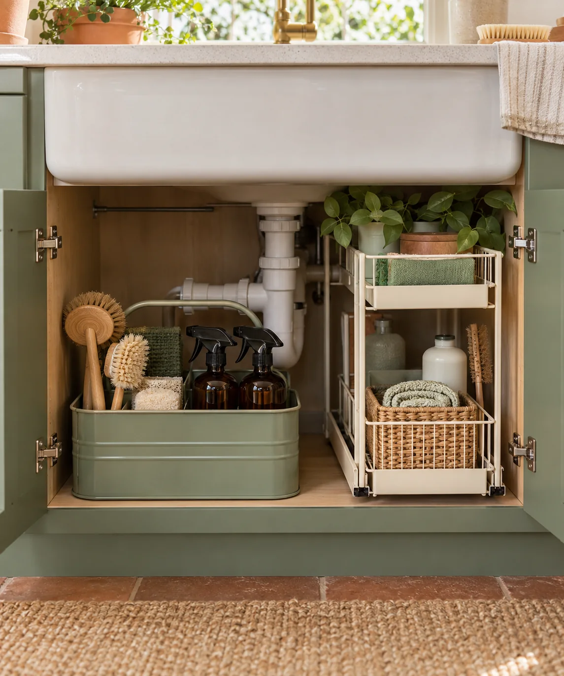 AI-generated editorial image inspired by sage and cream interiors