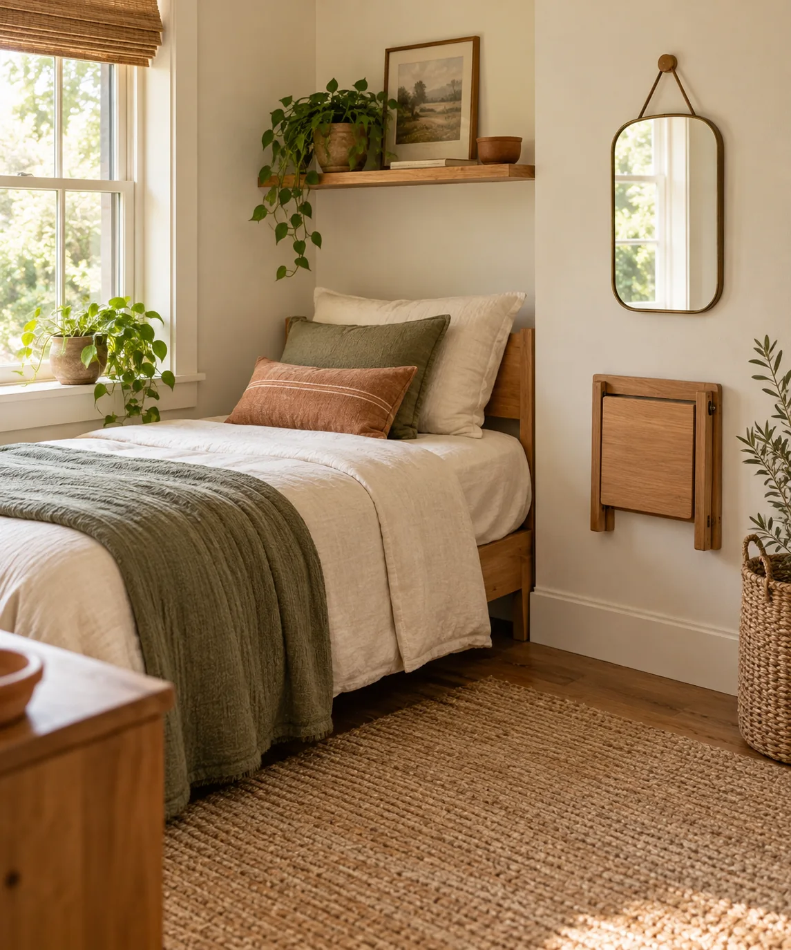 AI-generated editorial image inspired by small bedroom layouts