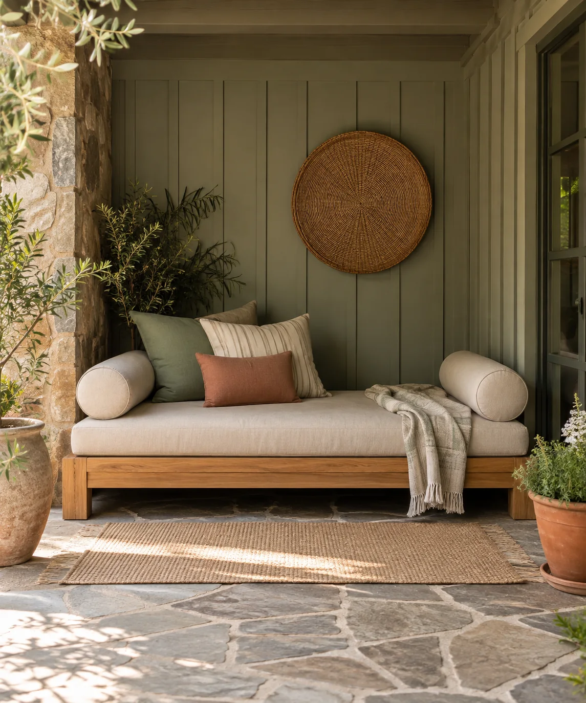 AI-generated editorial image inspired by patio seating ideas