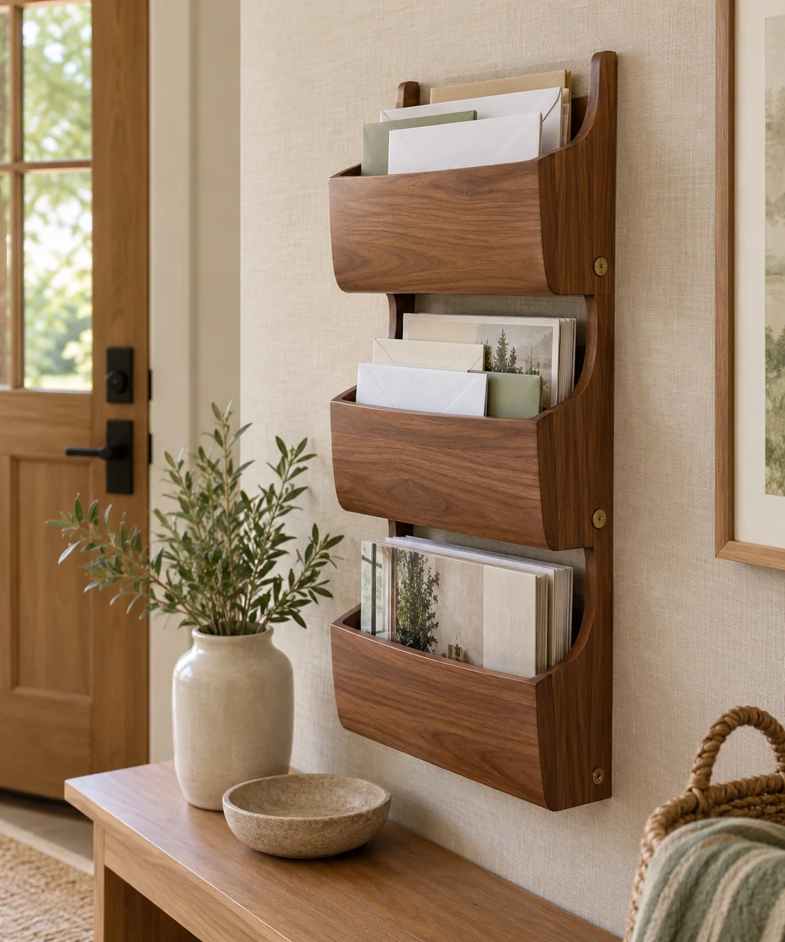 AI-generated editorial image inspired by entryway organization