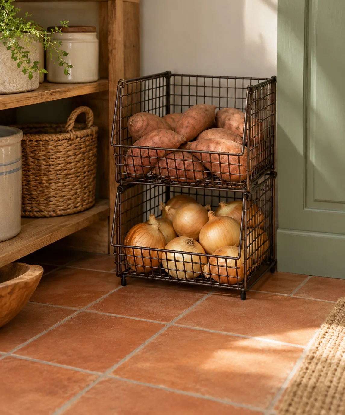 AI-generated editorial image inspired by small kitchen organization