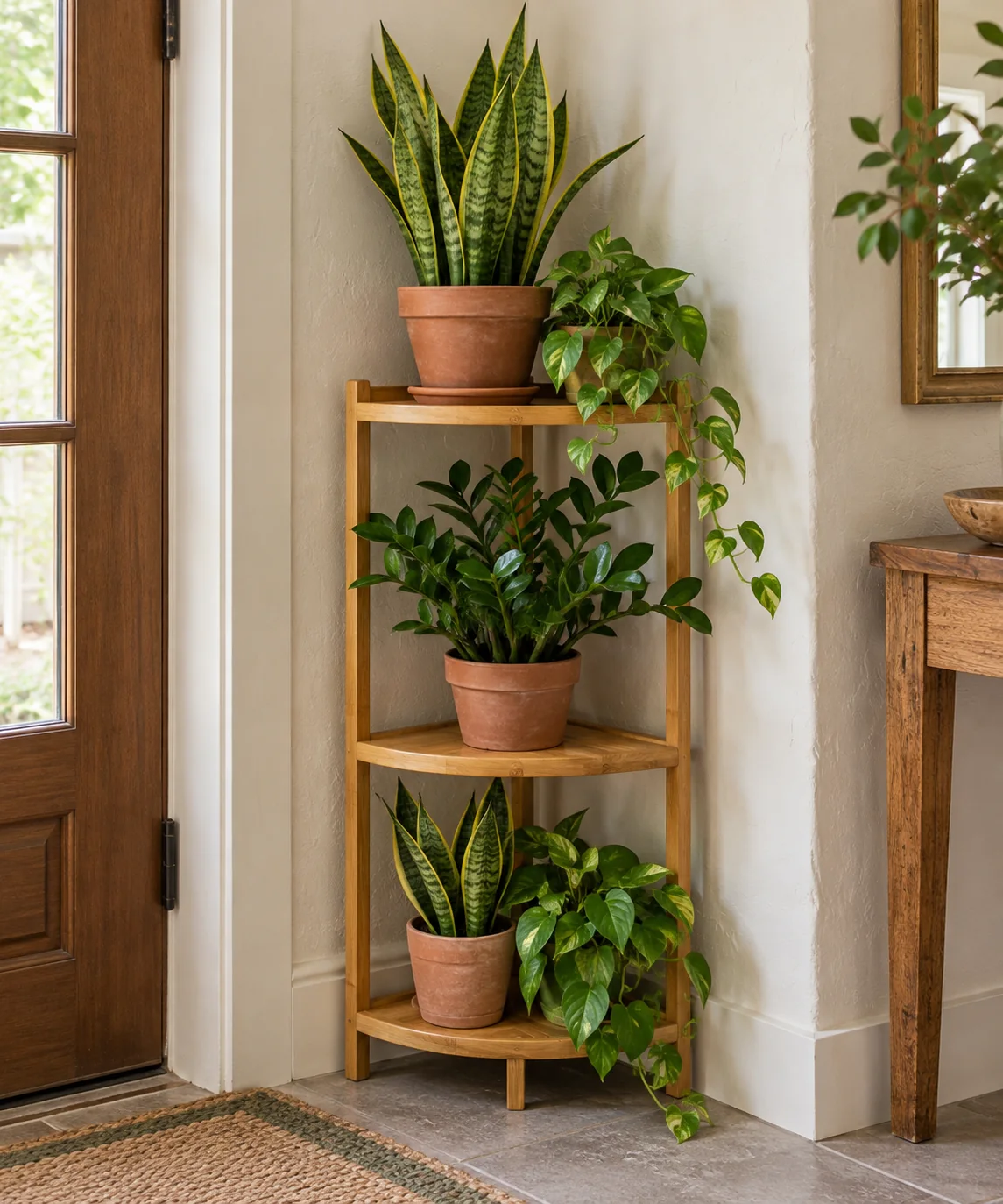 AI-generated editorial image inspired by entryway organization