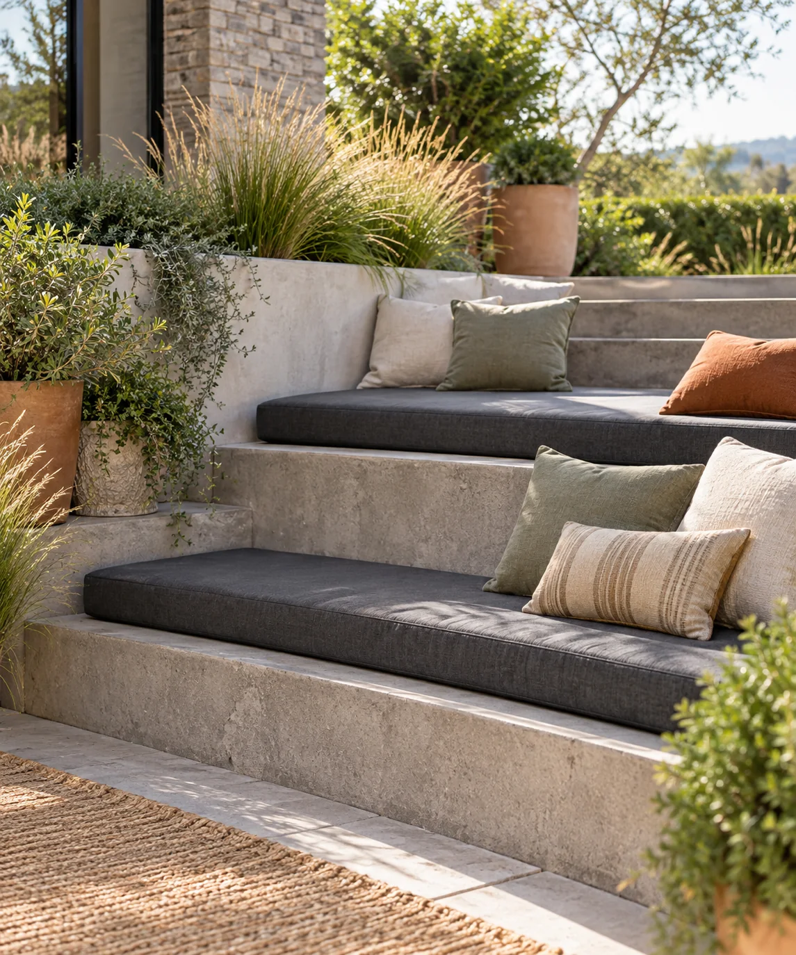 AI-generated editorial image inspired by patio seating ideas