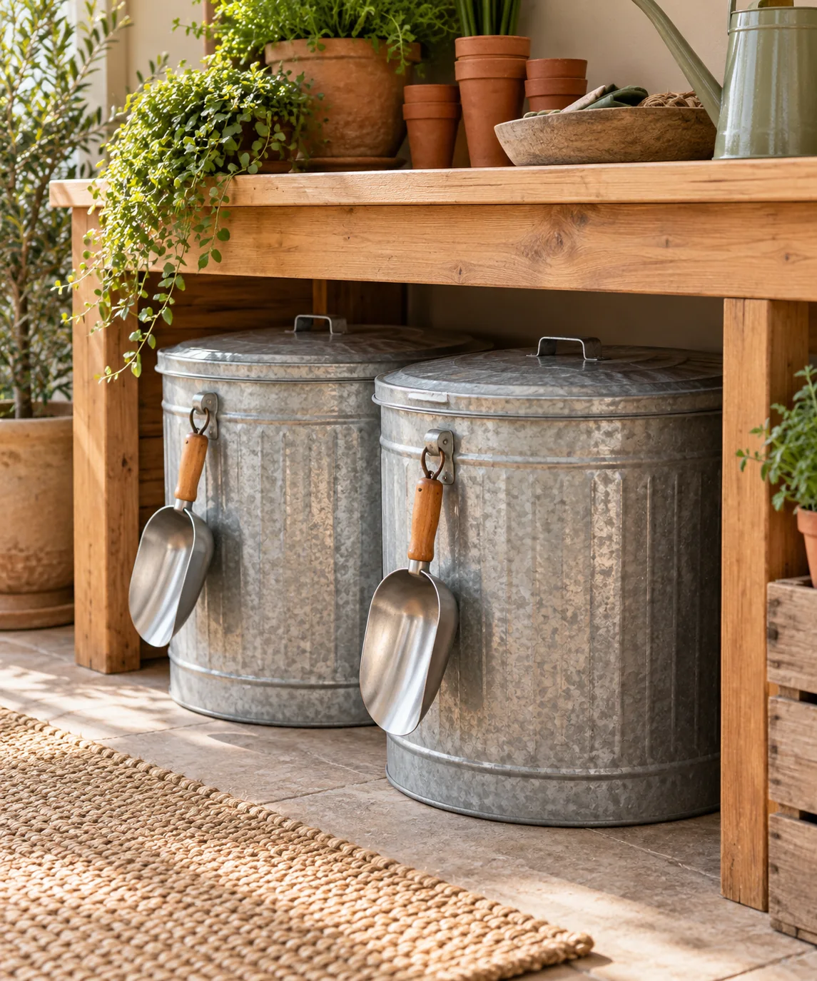 AI-generated editorial image inspired by garden tool organization