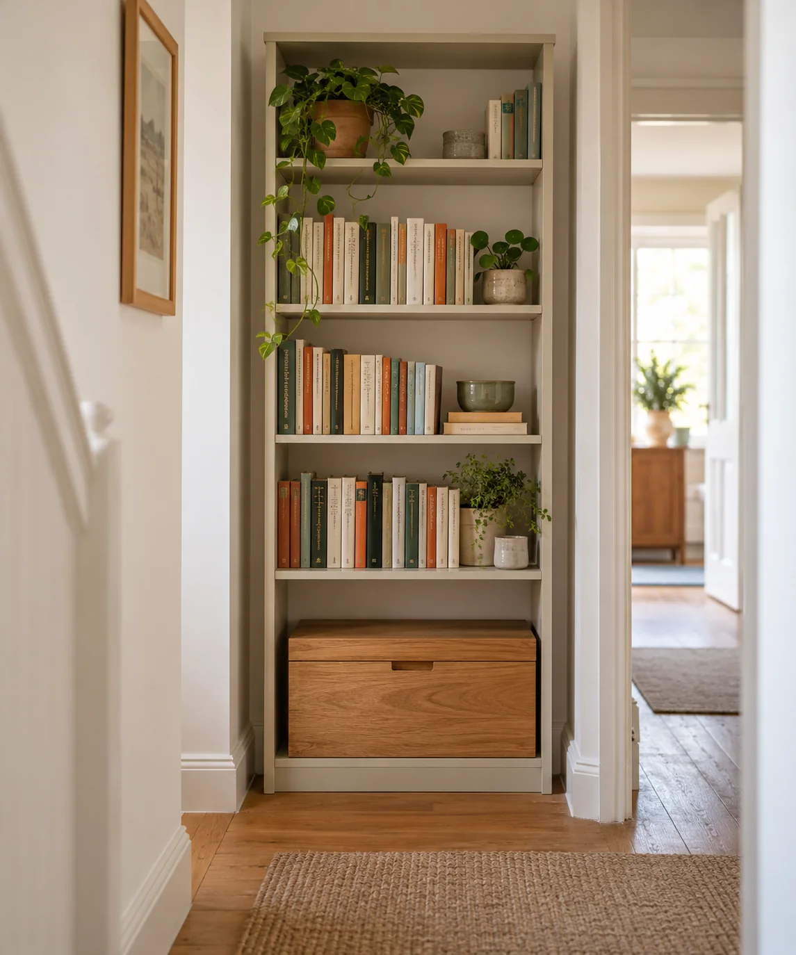 AI-generated editorial image inspired by bookshelf styling