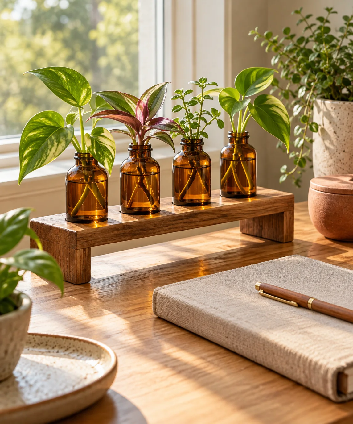 AI-generated editorial image inspired by indoor plant styling