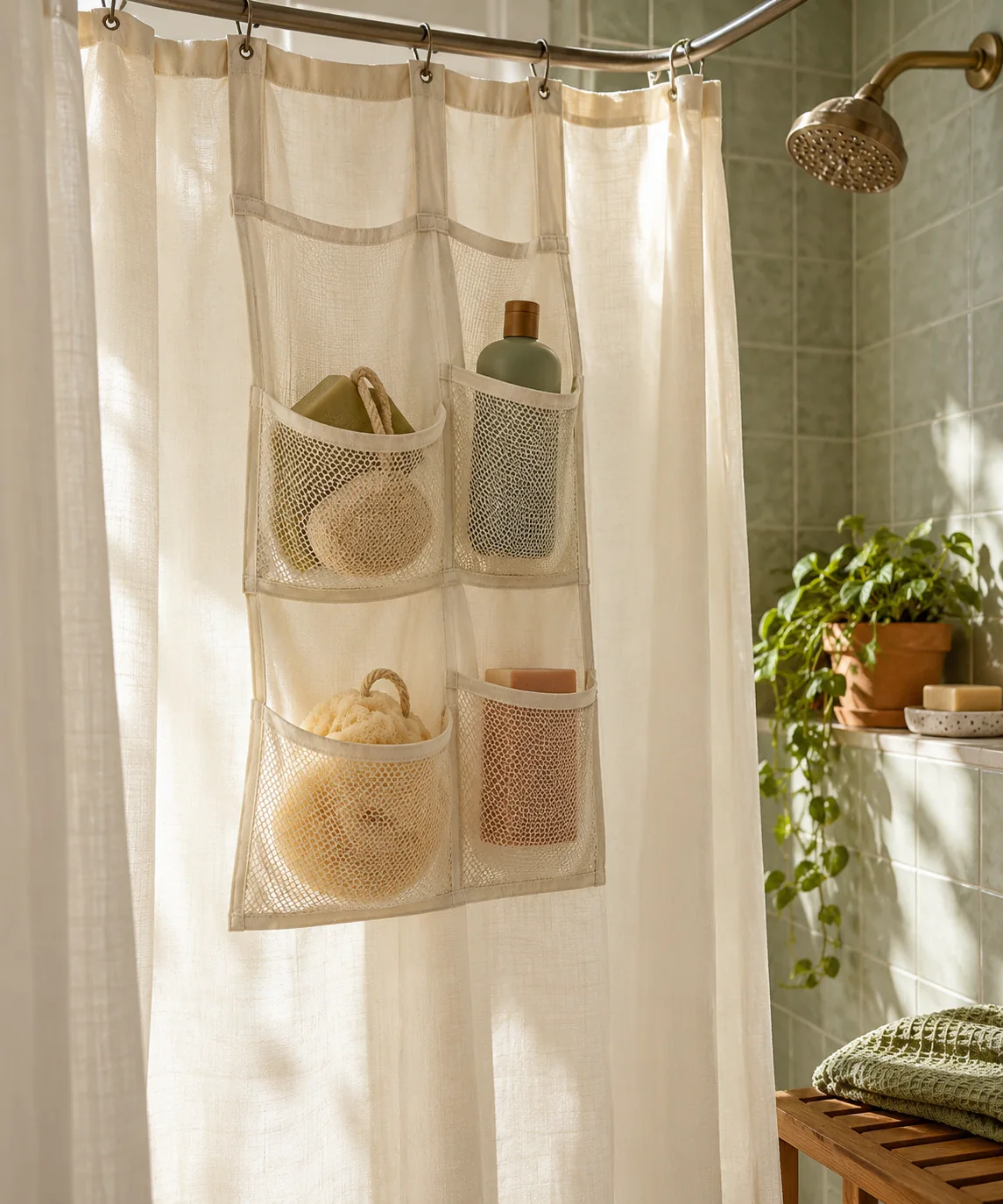 AI-generated editorial image inspired by small bathroom storage