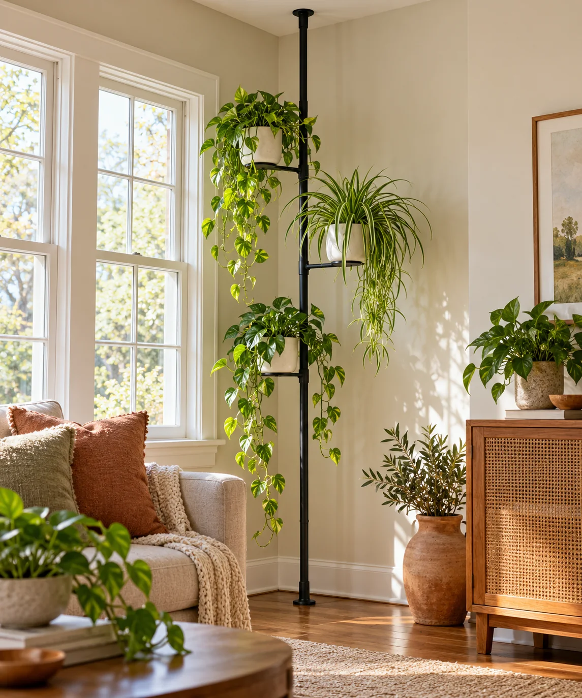 AI-generated editorial image inspired by rental-friendly decor
