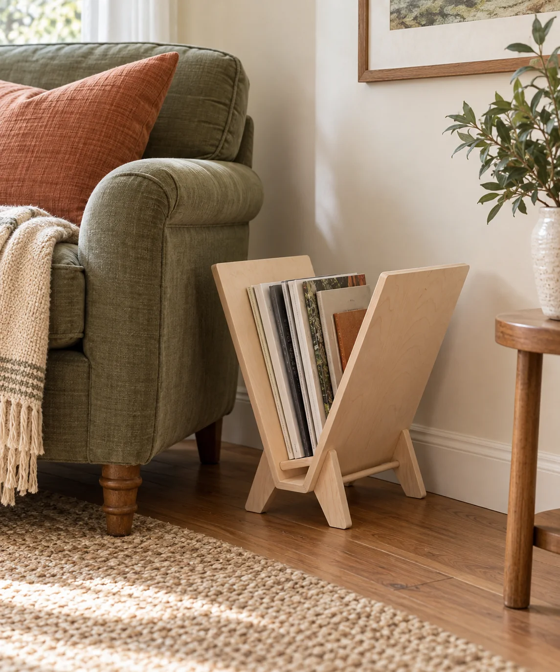 AI-generated editorial image inspired by warm neutral living rooms