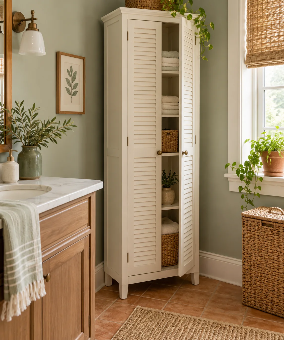 AI-generated editorial image inspired by sage and cream interiors