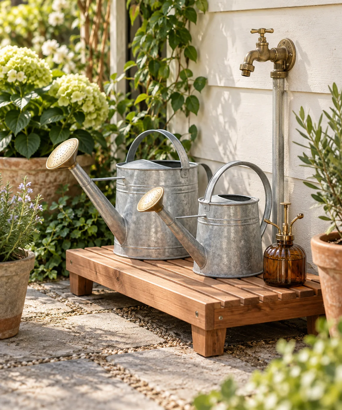 AI-generated editorial image inspired by garden tool organization