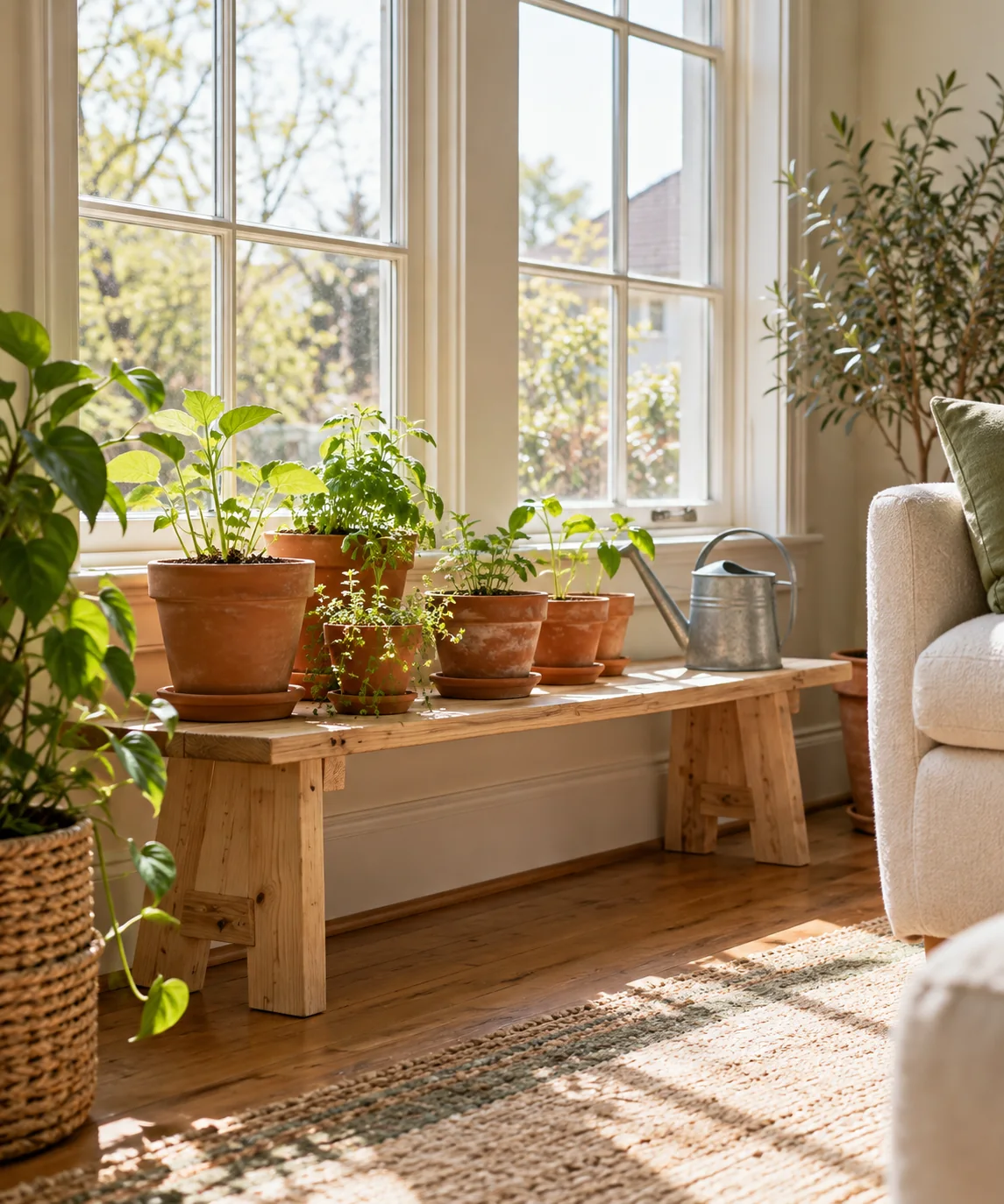 AI-generated editorial image inspired by warm neutral living rooms
