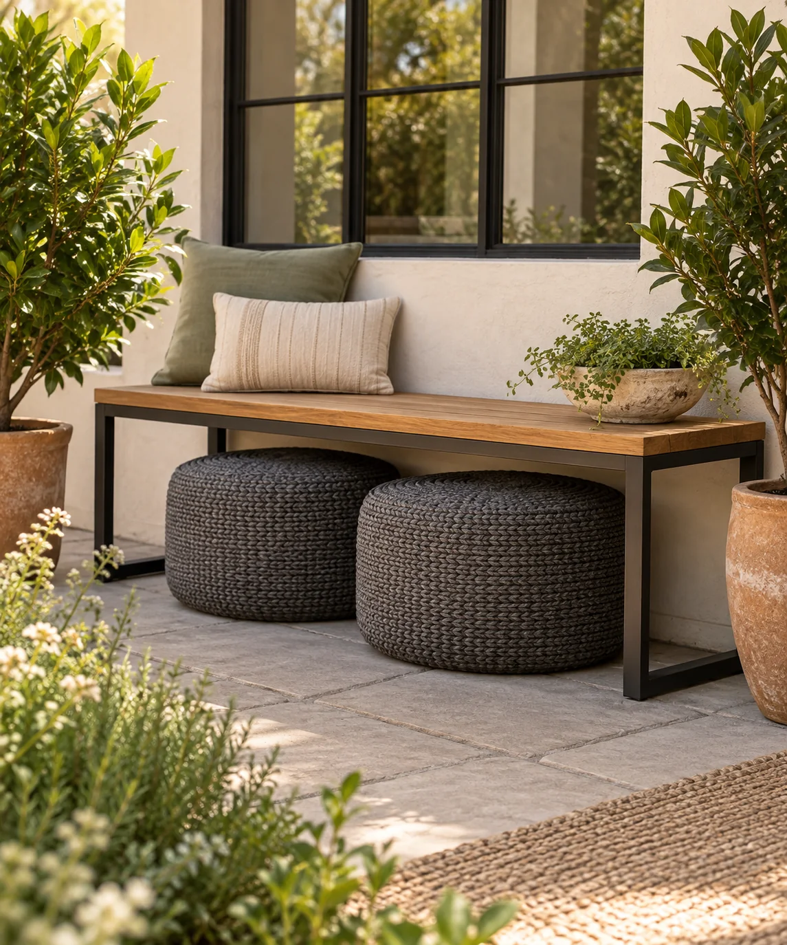 AI-generated editorial image inspired by patio seating ideas