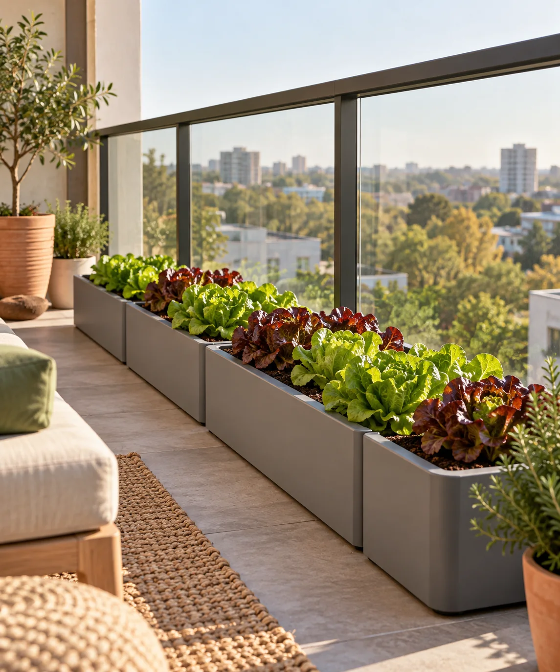 AI-generated editorial image inspired by container vegetable gardens