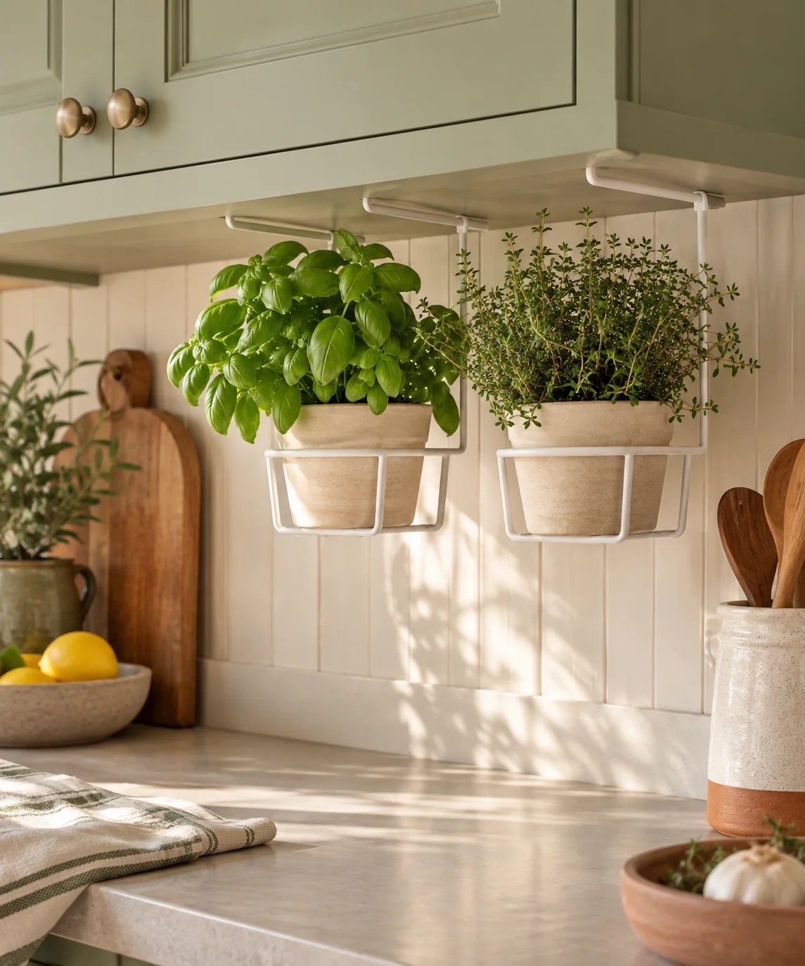 AI-generated editorial image inspired by kitchen herb gardens