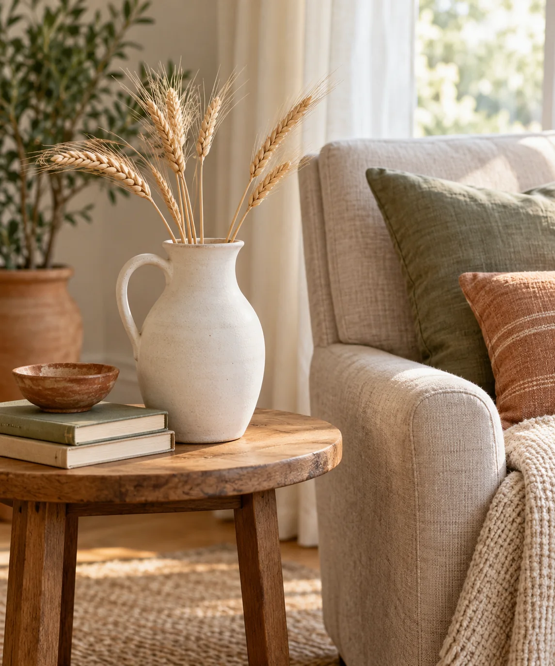 AI-generated editorial image inspired by warm neutral living rooms