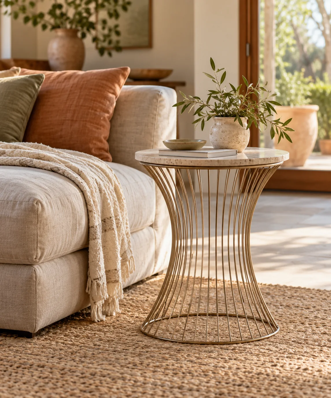 AI-generated editorial image inspired by warm neutral living rooms