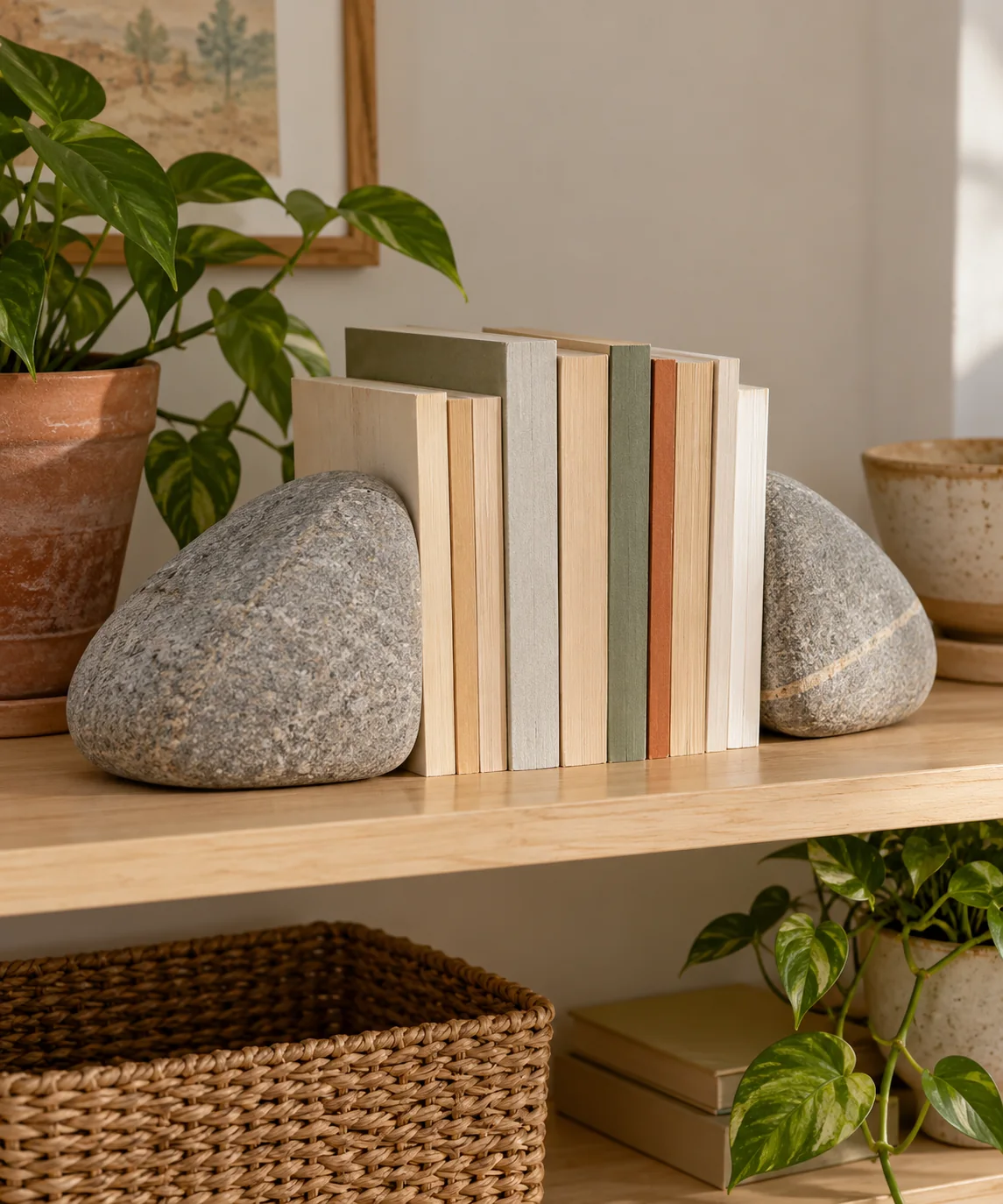 AI-generated editorial image inspired by bookshelf styling