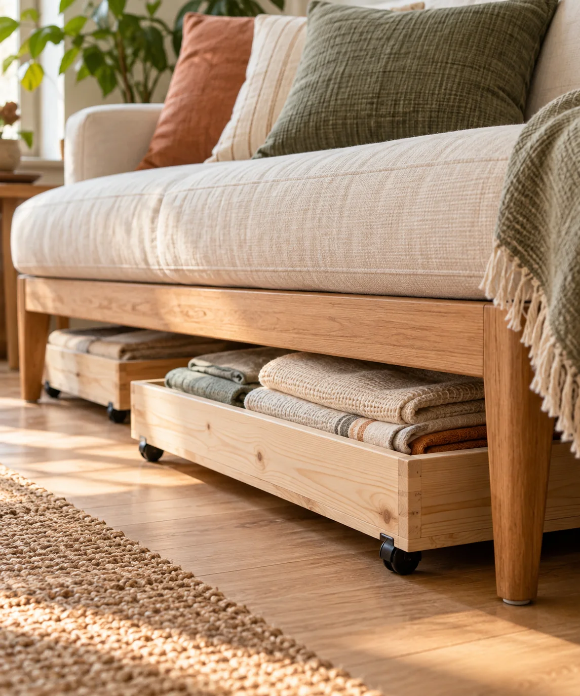 AI-generated editorial image inspired by warm neutral living rooms