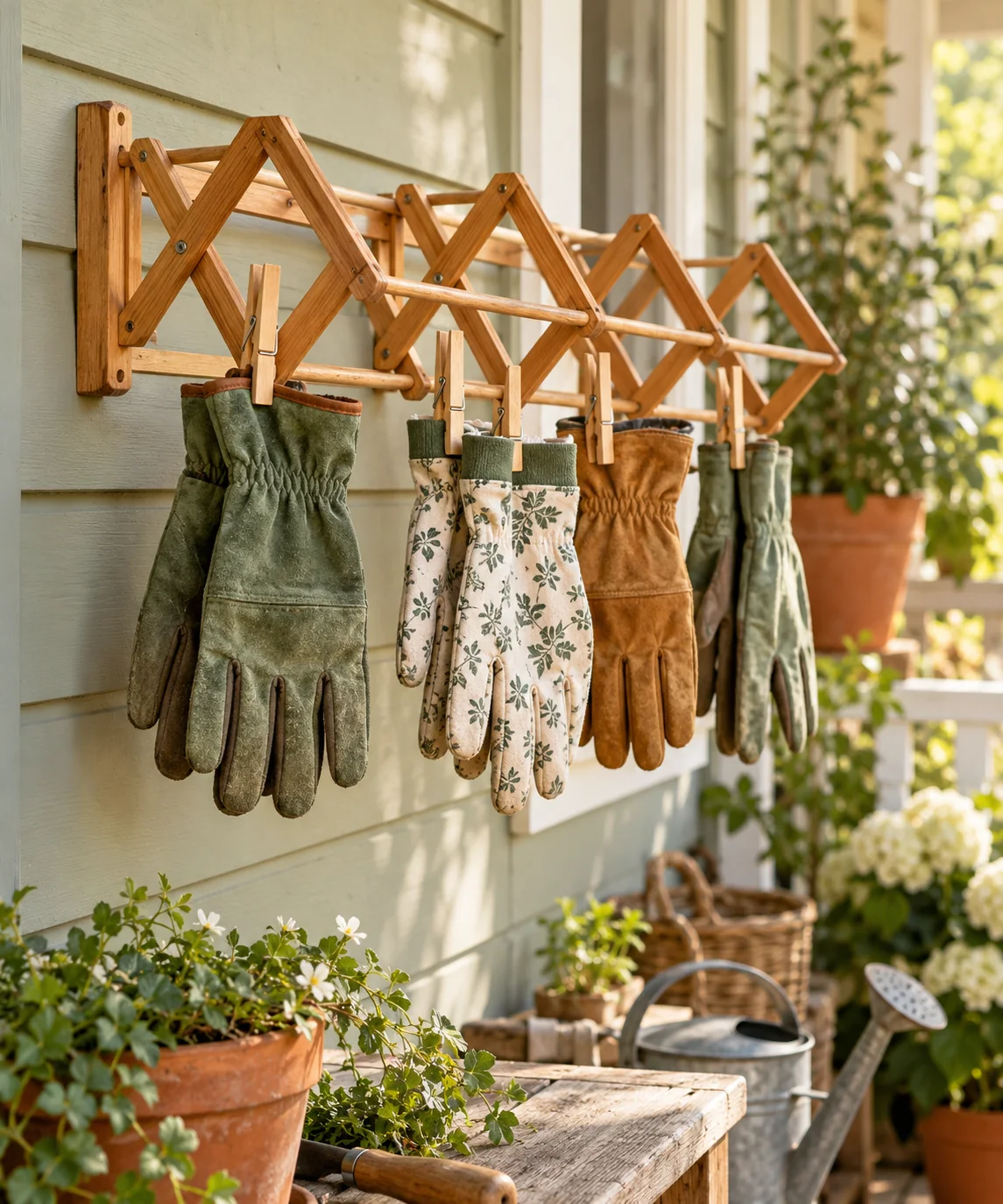 AI-generated editorial image inspired by garden tool organization