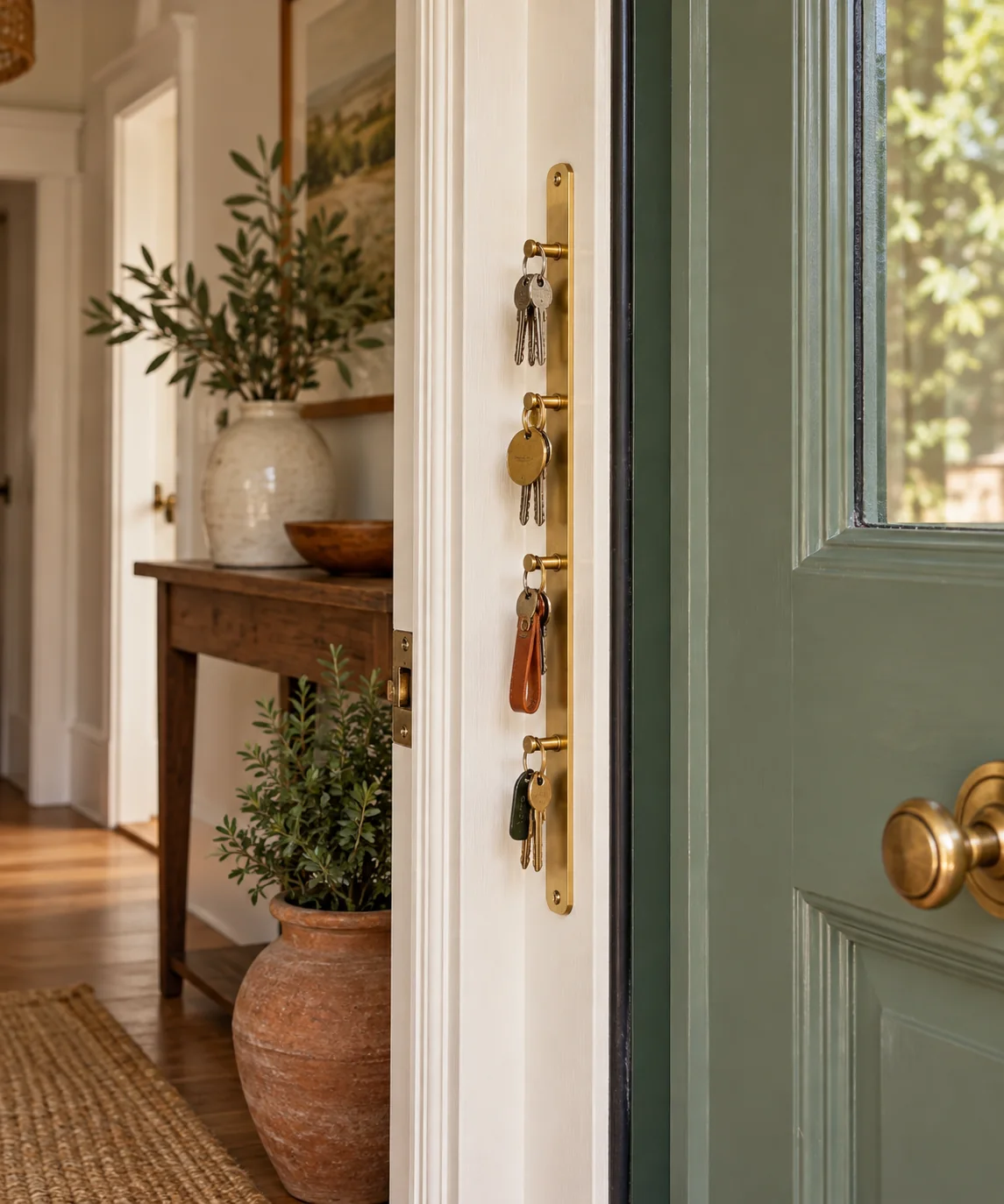 AI-generated editorial image inspired by entryway organization