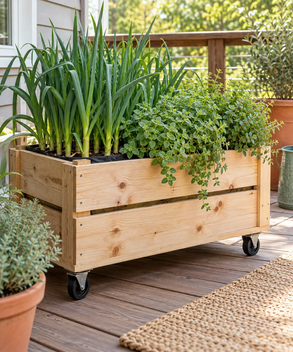AI-generated editorial image inspired by container vegetable gardens